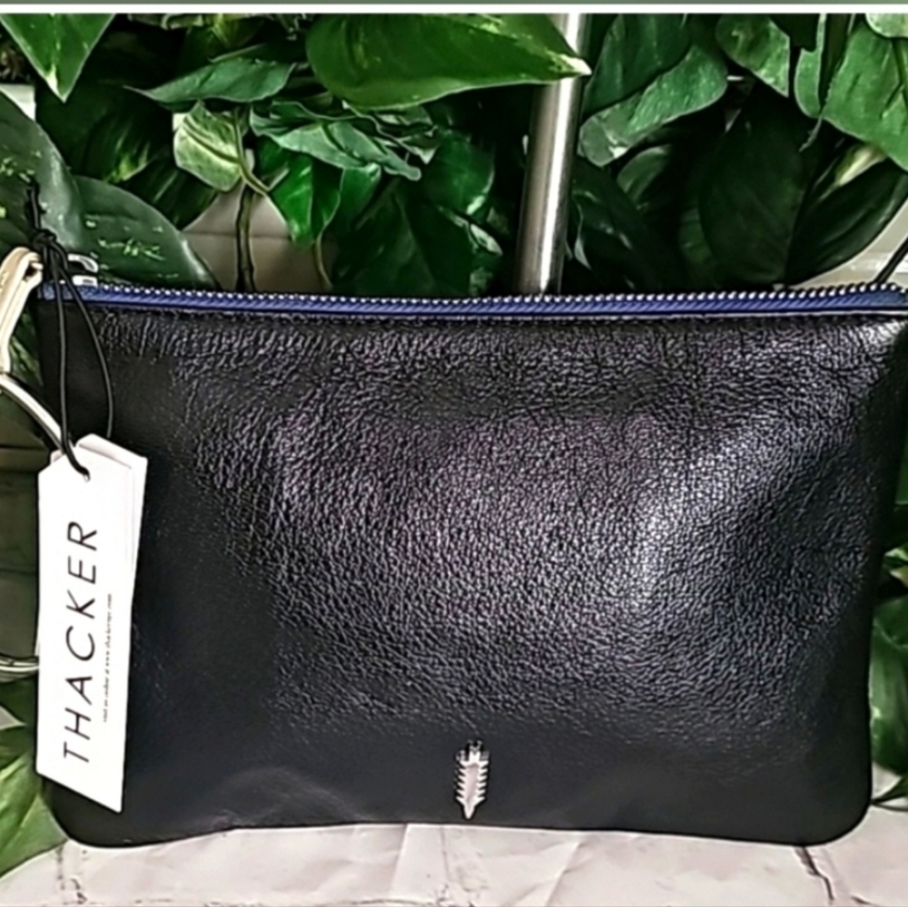 Thacker Black Leather Wristlet NWT